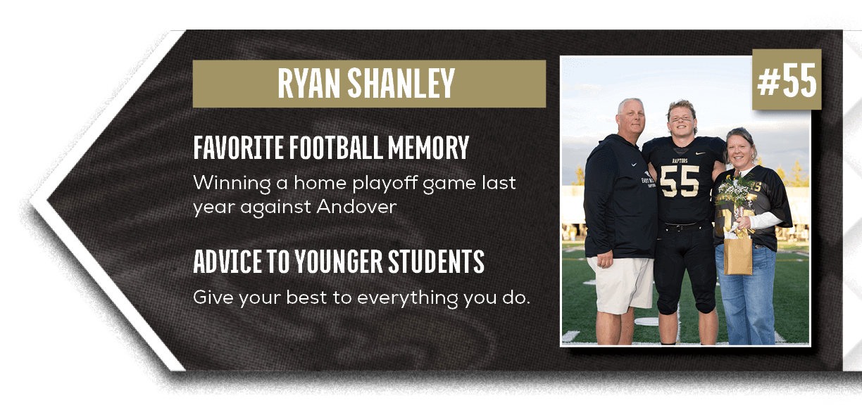 Give your best to everything you do. ,Winning a home playoff game last year against Andover,ADVICE TO YOUNGER STUDENT...