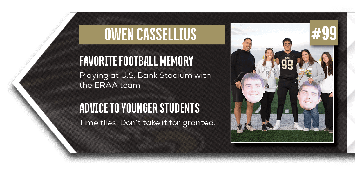 Time flies. Don’t take it for granted.,Playing at U.S. Bank Stadium with the ERAA team,ADVICE TO YOUNGER STUDENTS,FAV...