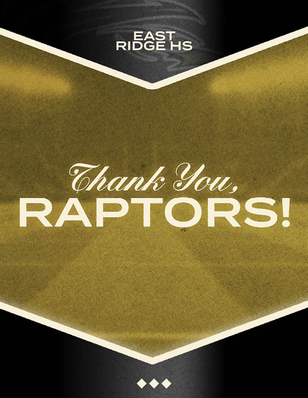 A green and gold sign that says Thank You Golden Eagles. Description generated by AI