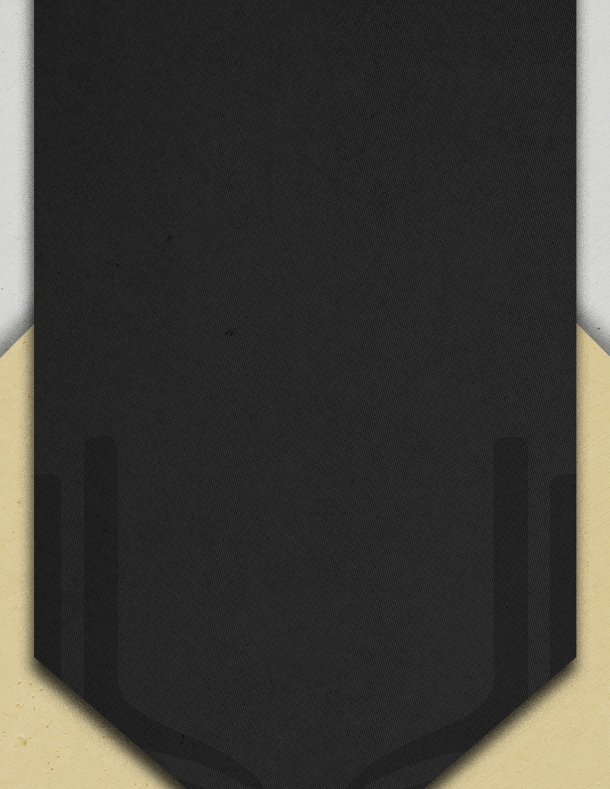 A dark geometric pattern with a central black shape featuring subtle vertical lines and a textured beige background on the sides. Description generated by AI