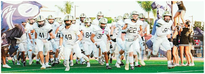 A group of football players on a field. Description generated by AI