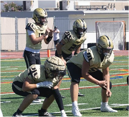 A group of football players on a field. Description generated by AI