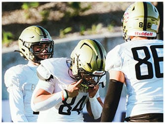 A group of football players on a field. Description generated by AI