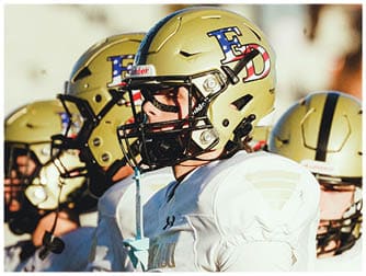 A group of football players on a field. Description generated by AI