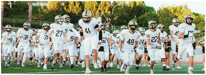 A group of football players on a field. Description generated by AI