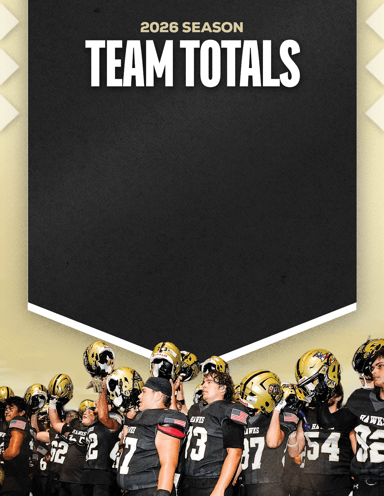 A group of football players standing on the field. Description generated by AI