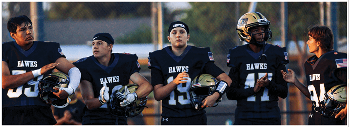 A group of football players on a field. Description generated by AI