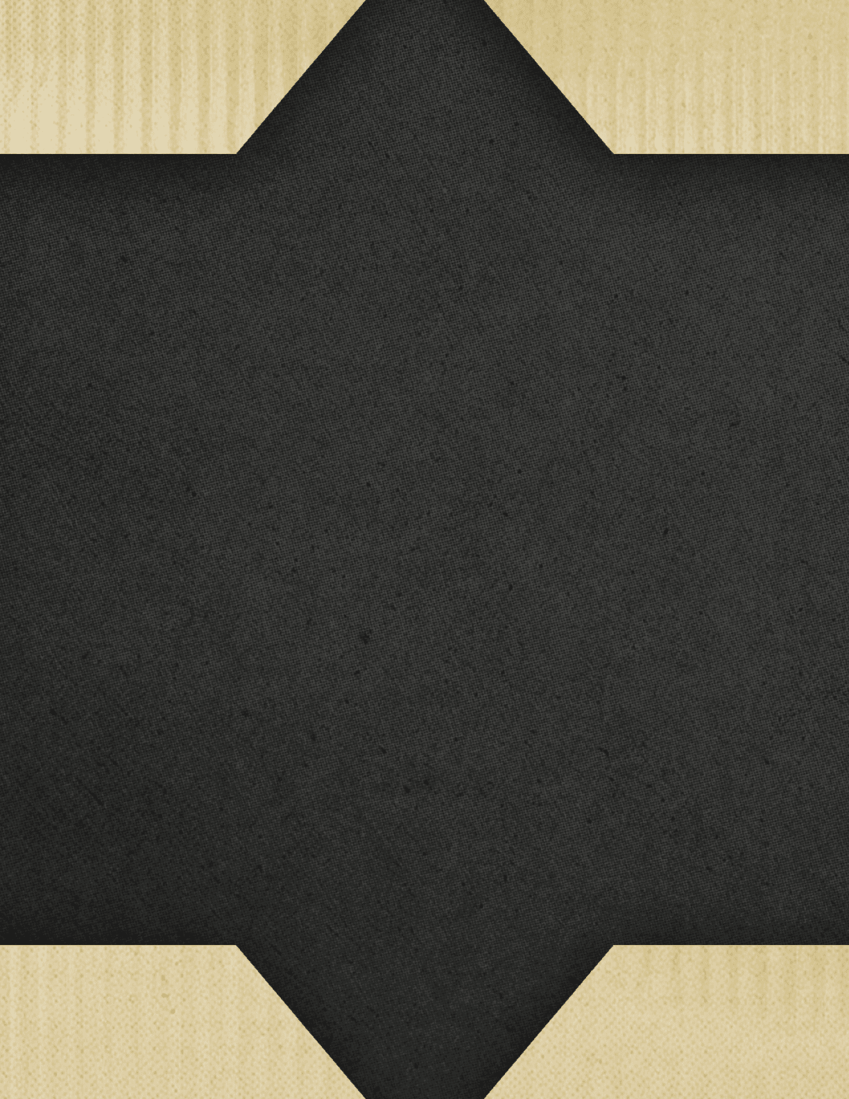 A black textured background with beige geometric shapes at the top and bottom edges. Description generated by AI