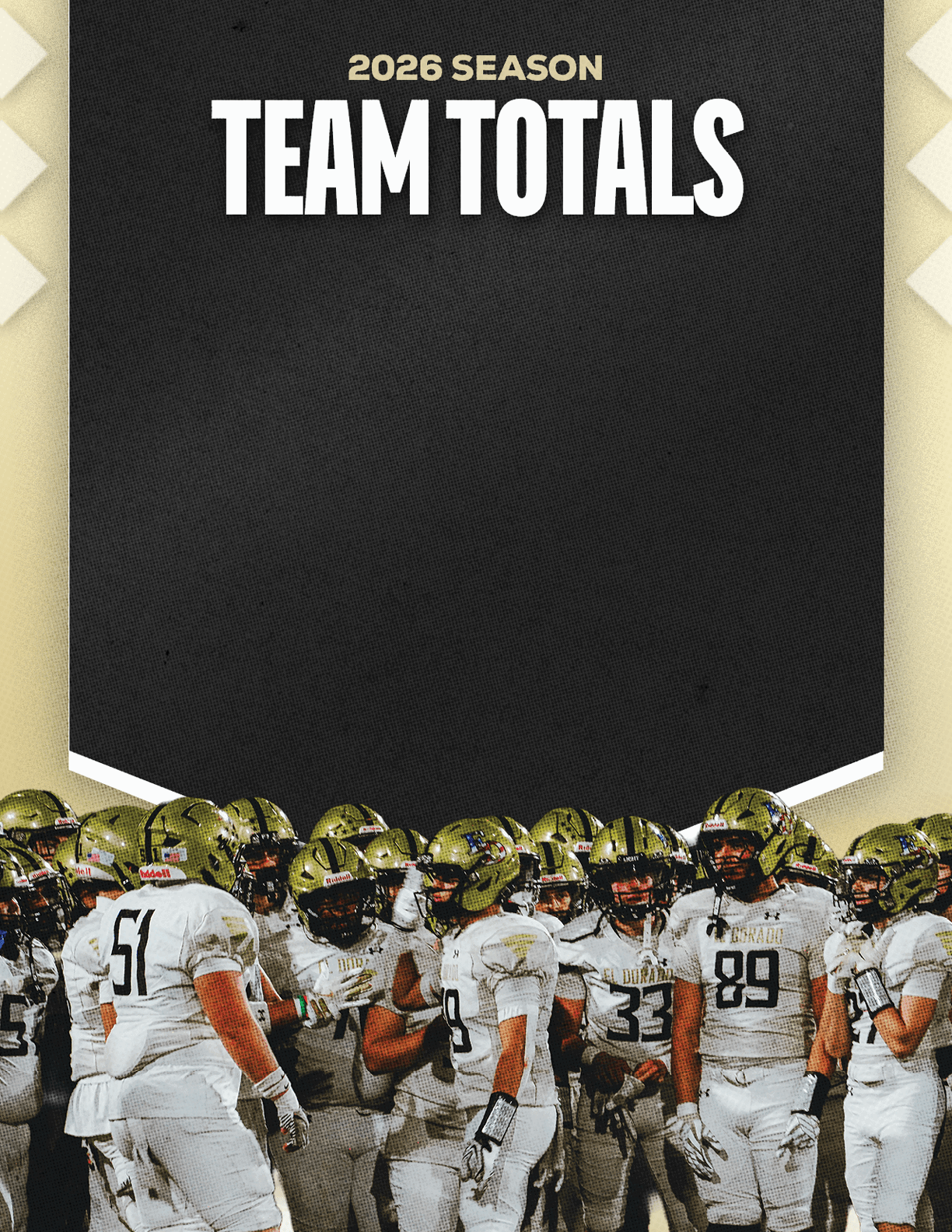 A group of football players standing on the field. Description generated by AI