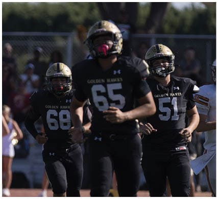 A group of football players on a field. Description generated by AI