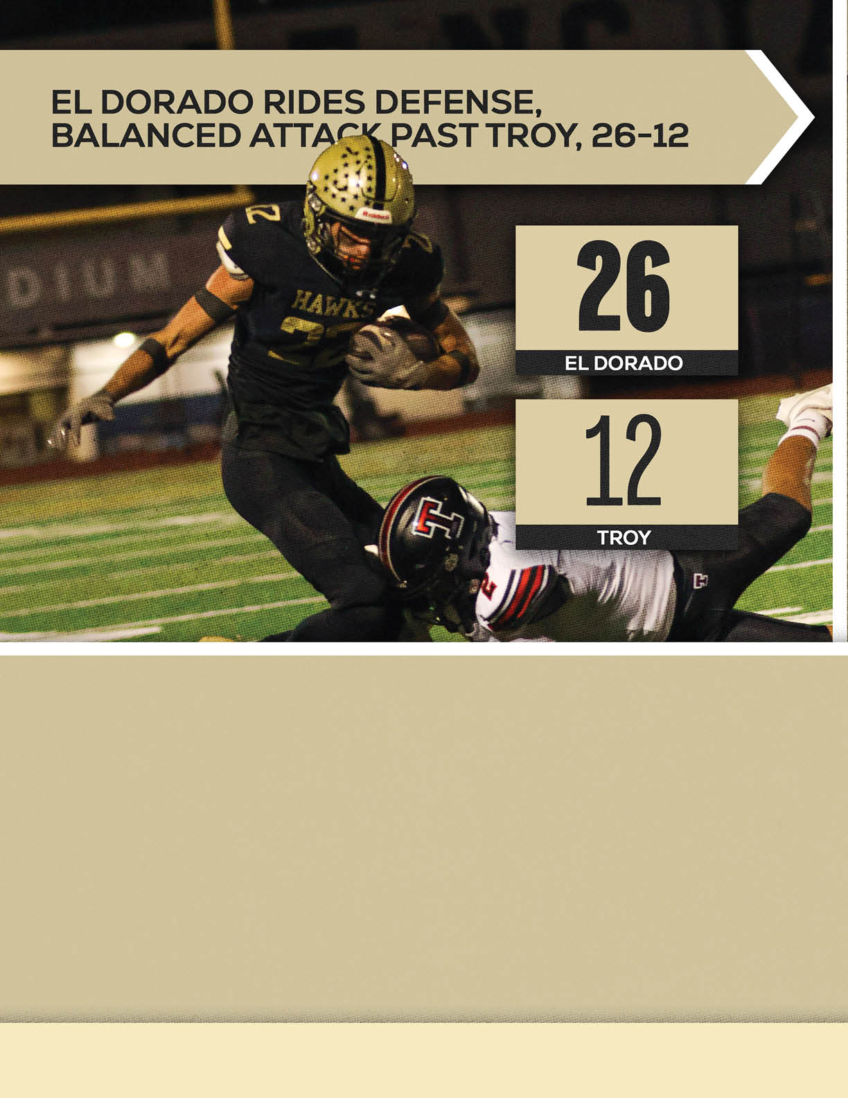 A football player is running with the number 14 on his jersey. Description generated by AI
