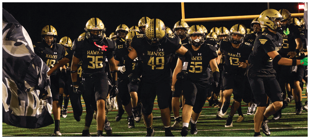 A group of football players on a field. Description generated by AI