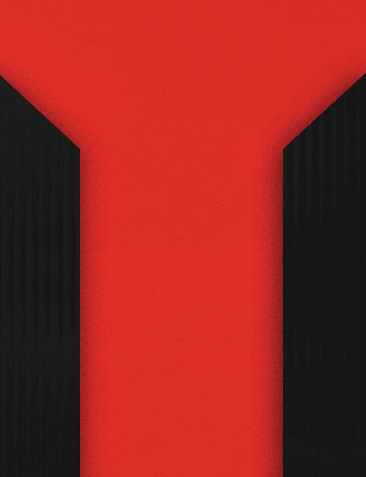 Three black and red buildings. Description generated by AI