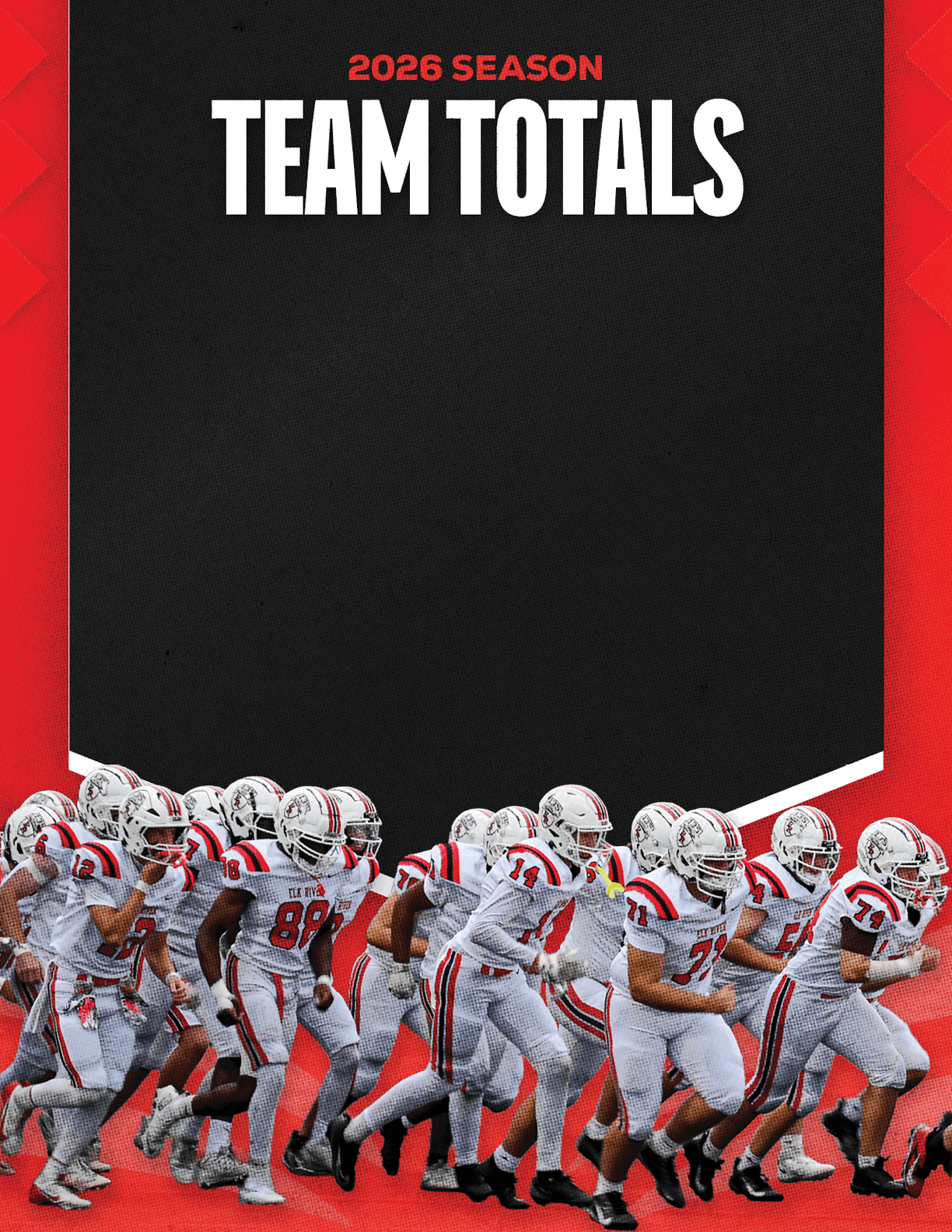 A group of football players standing on the field. Description generated by AI