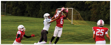 A football player running on the field. Description generated by AI