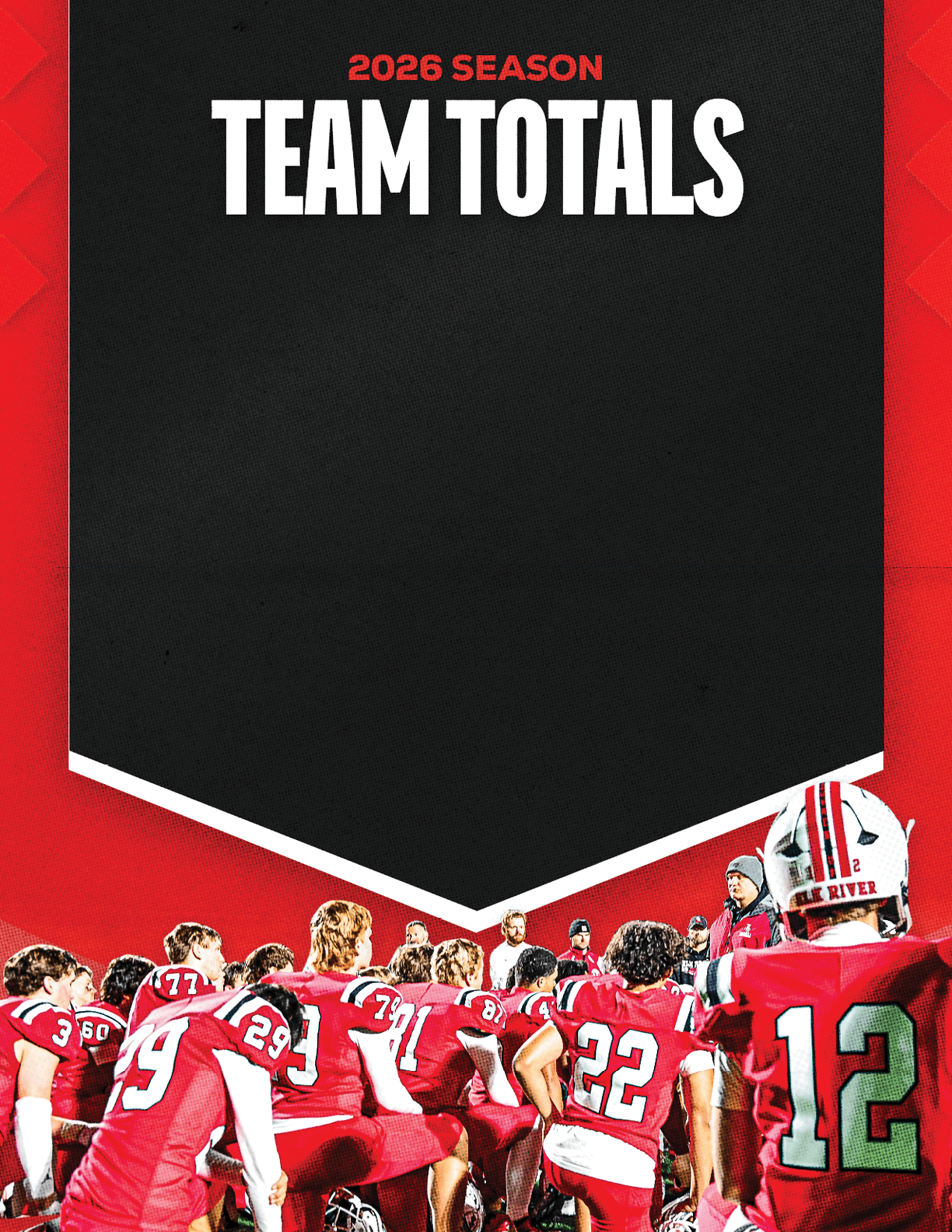 A group of football players standing on the field. Description generated by AI