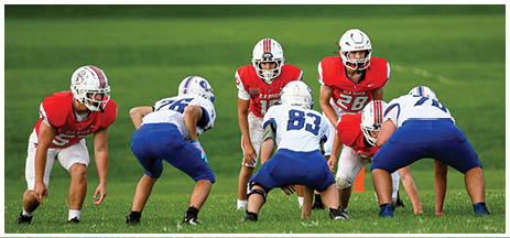 A football player running on the field. Description generated by AI