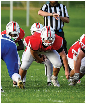 A football player running on the field. Description generated by AI