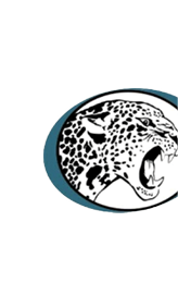 A stylized black and white roaring leopard head inside an oval with a teal background. Description generated by AI