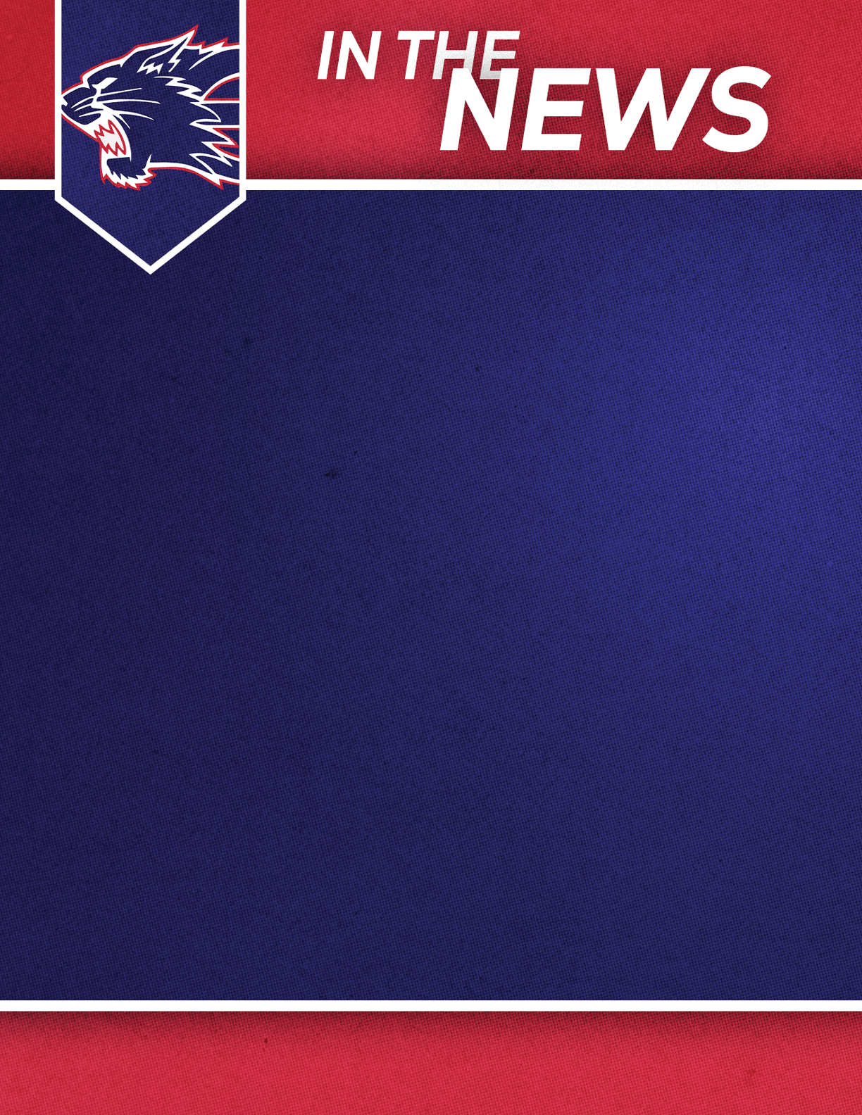 A blue and red background with a lion logo. Description generated by AI
