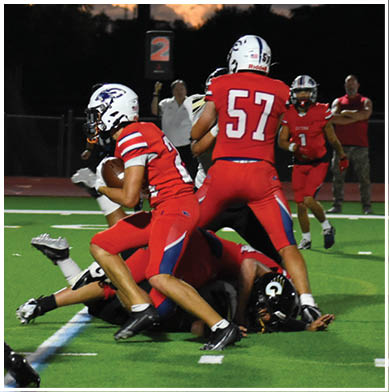 A person wearing a white football uniform with the number 12 and the word Wildcats is celebrating on a football field with arms outstretched. Description generated by AI
