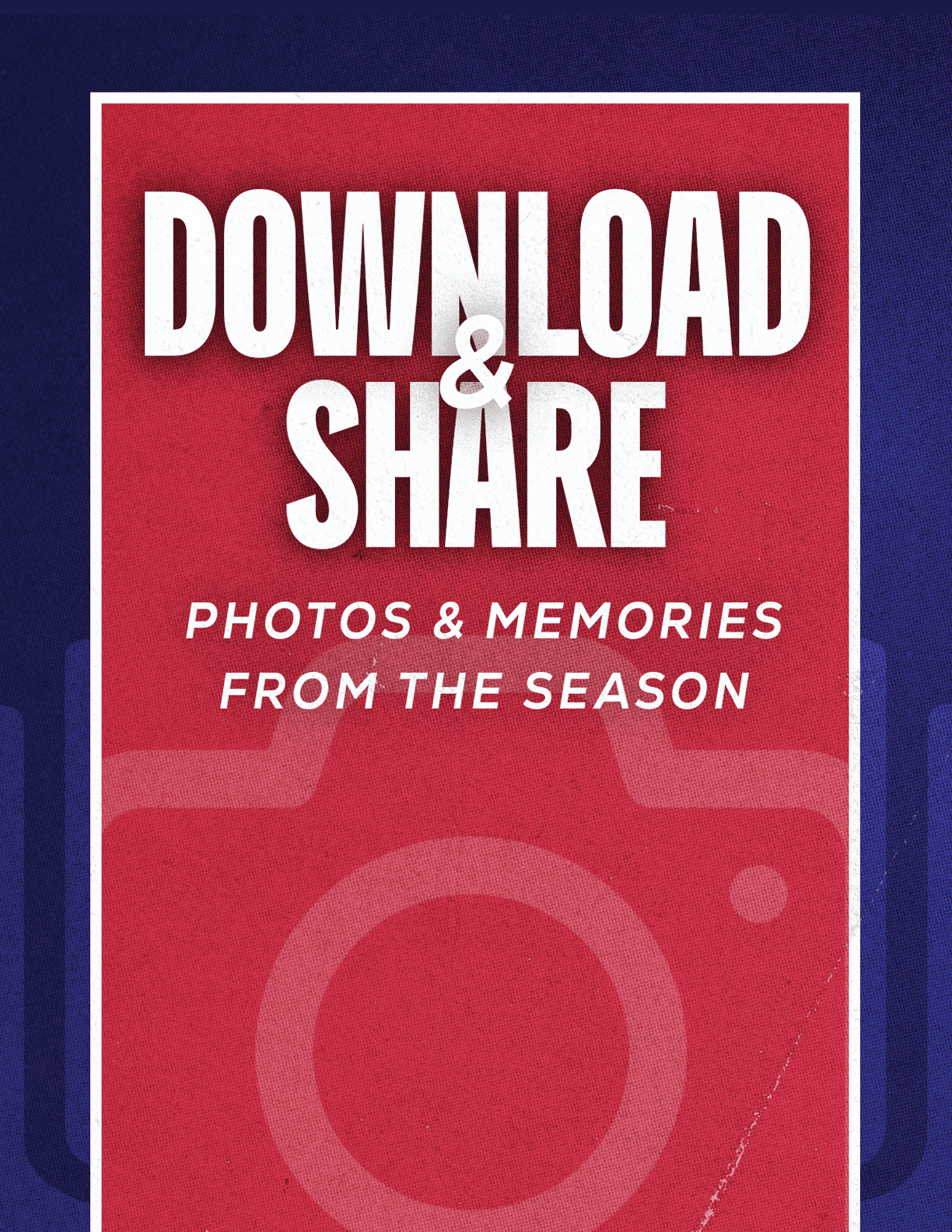 A red and blue poster with a camera on it. Description generated by AI