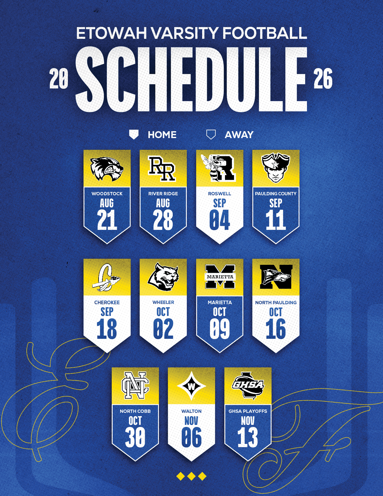 A football schedule for the 2014 season. Description generated by AI
