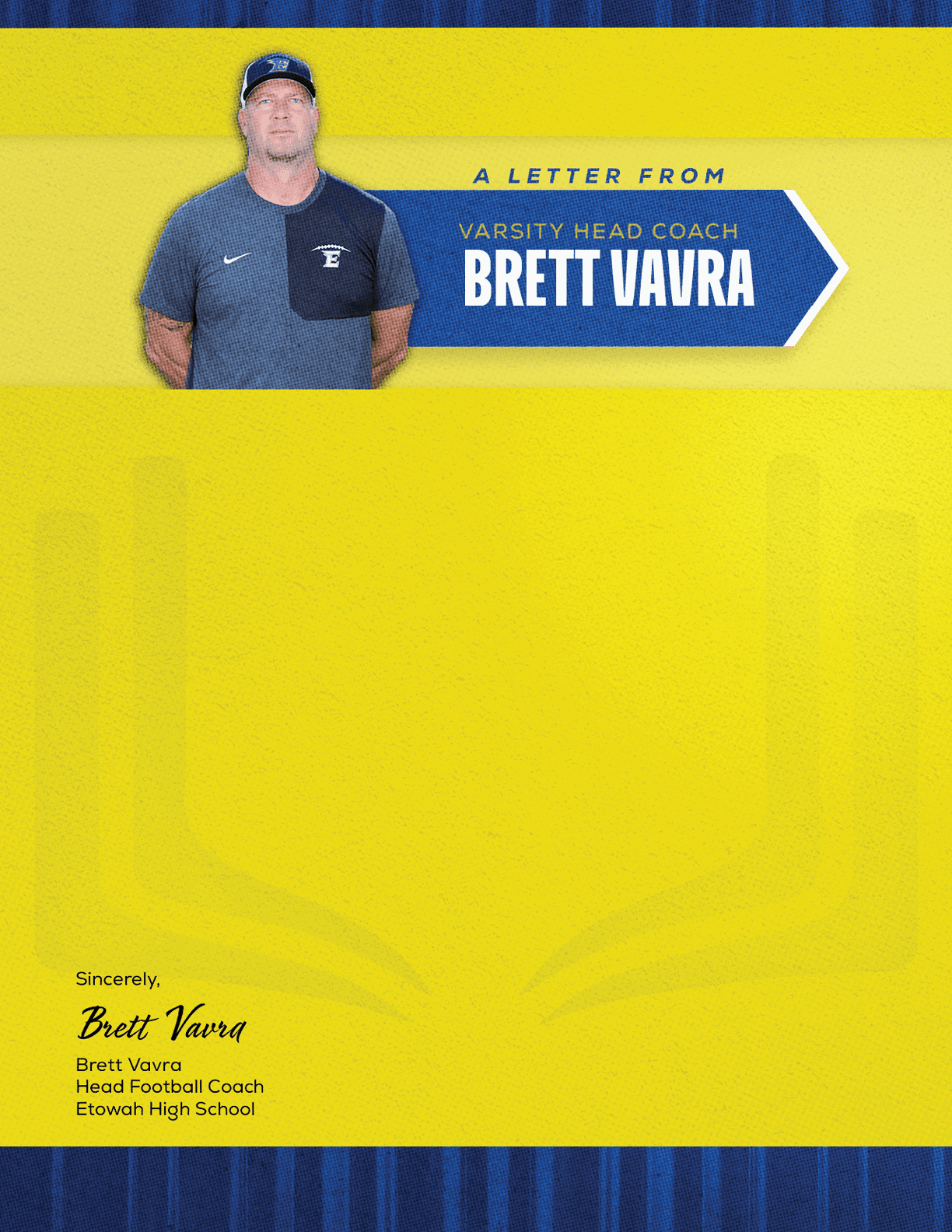 A letter from a football coach. Description generated by AI
