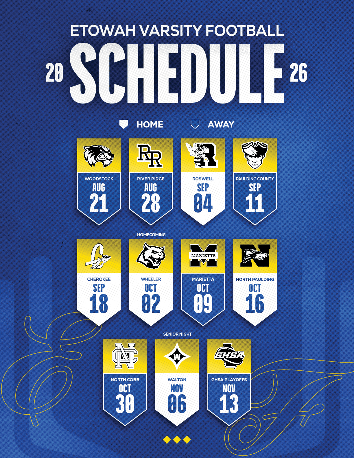 A football schedule for the 2014 season. Description generated by AI