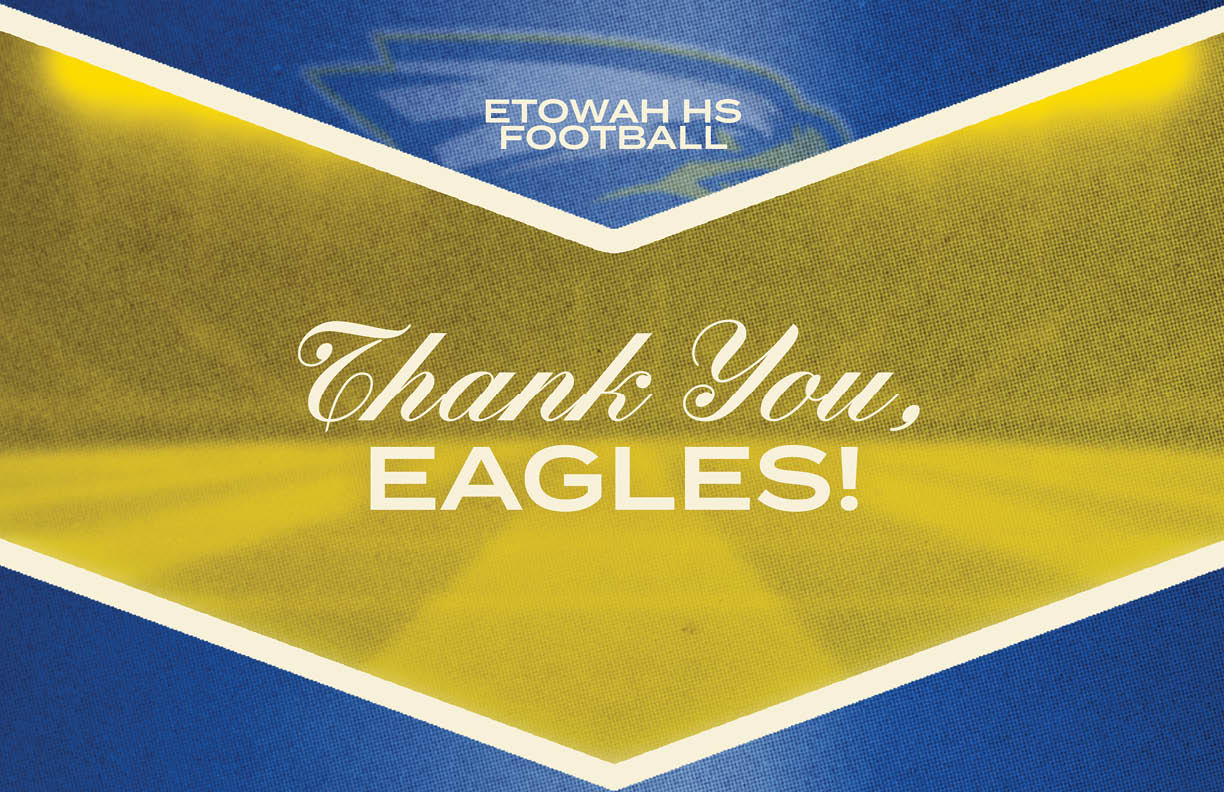 A green and gold sign that says Thank You Golden Eagles. Description generated by AI