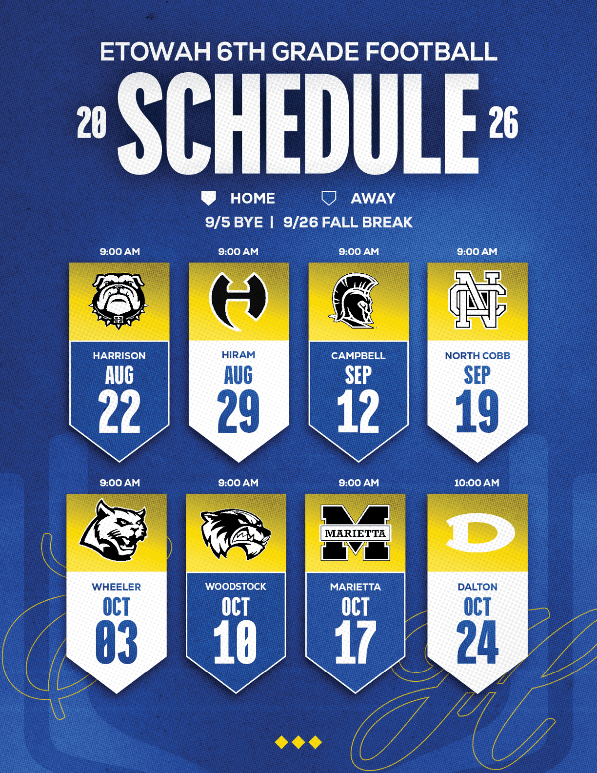 A football schedule for the 2014 season. Description generated by AI