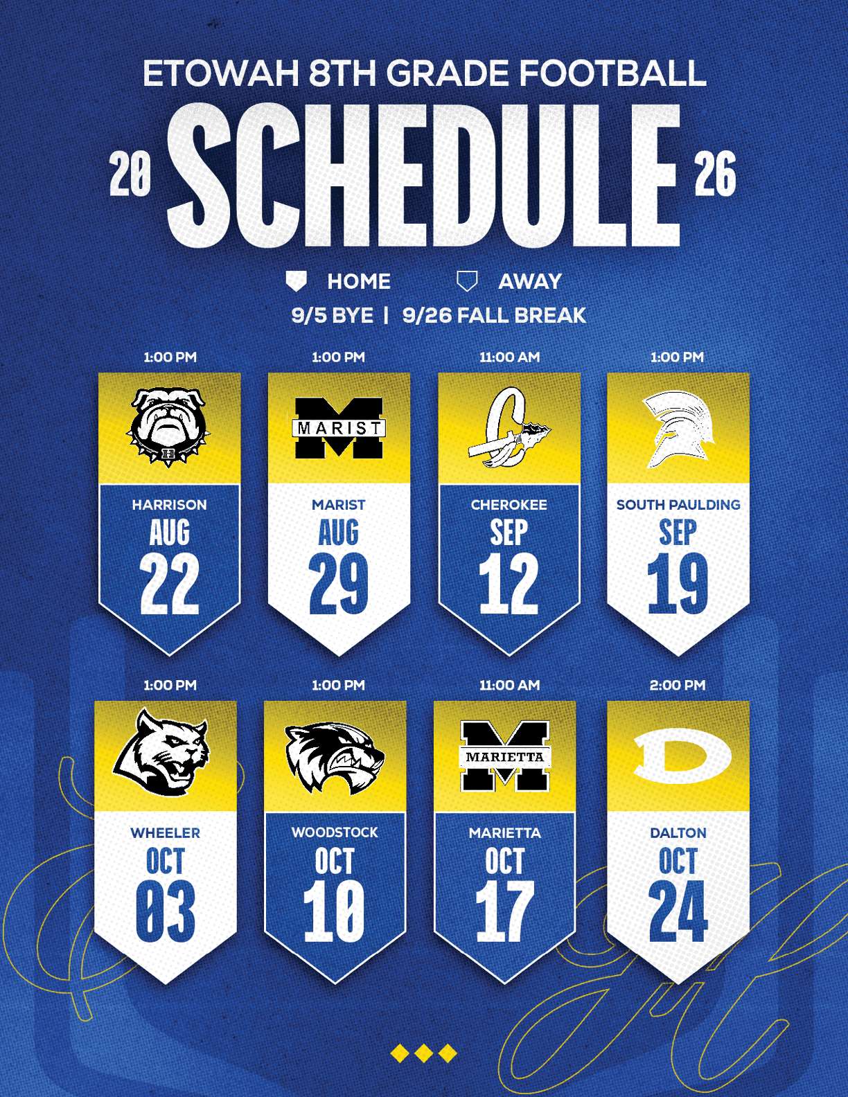 A football schedule for the 2014 season. Description generated by AI