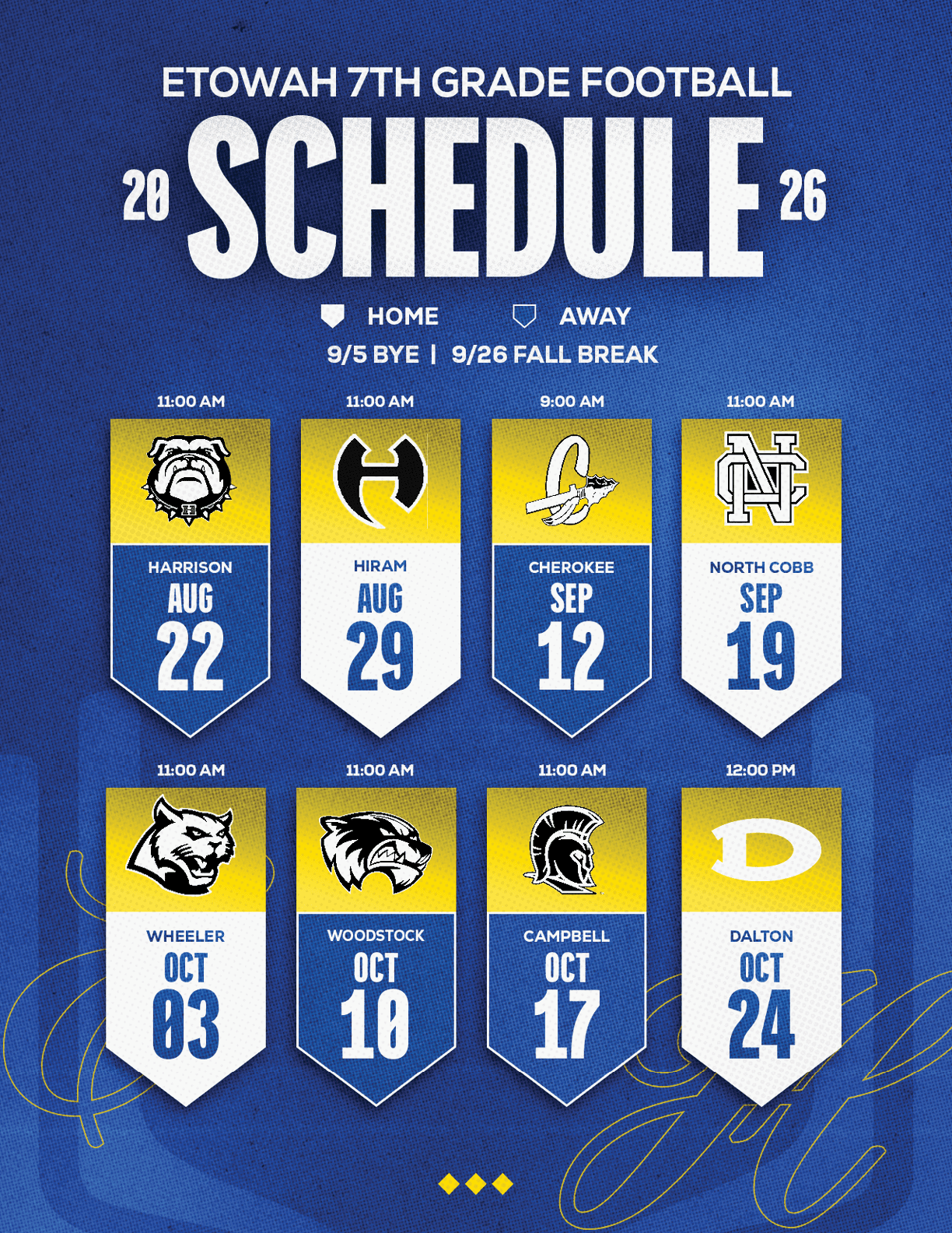 A football schedule for the 2014 season. Description generated by AI