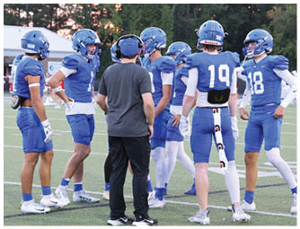 A group of football players on a field. Description generated by AI