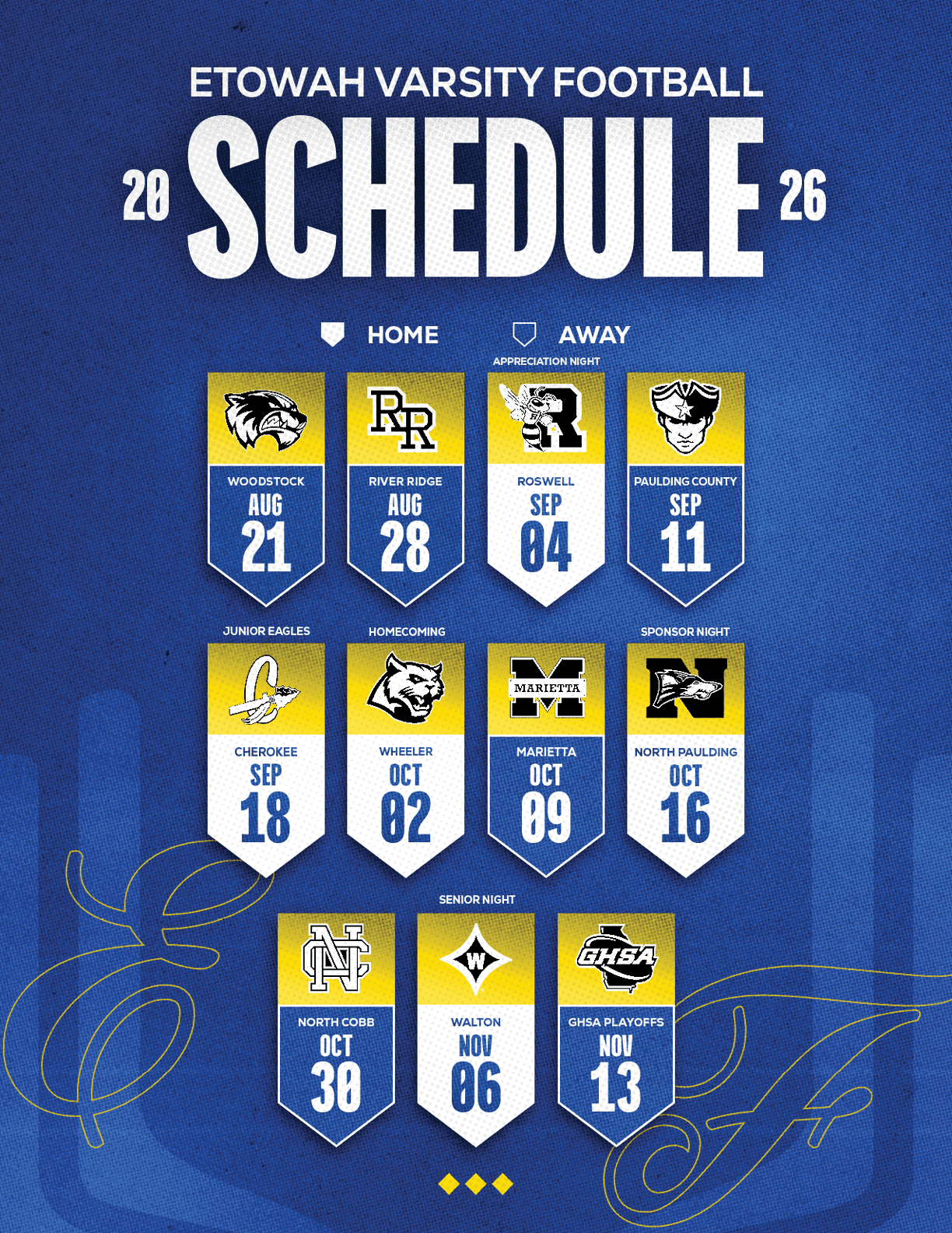 A football schedule for the 2014 season. Description generated by AI
