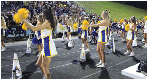 A group of football players on a field. Description generated by AI