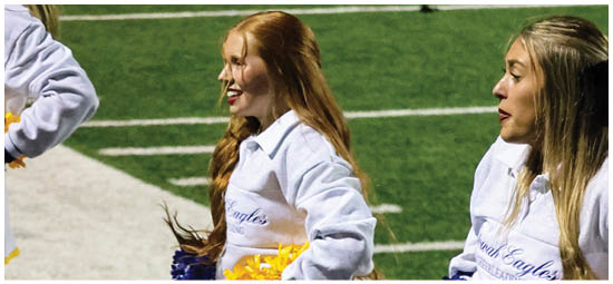 A football player wearing a blue and white uniform. Description generated by AI