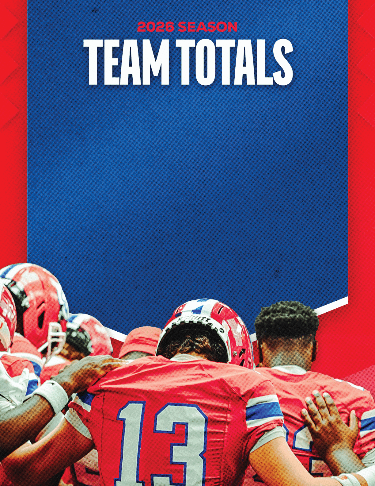 A group of football players standing on a field. Description generated by AI
