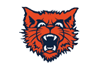 A blue and red logo of a cat with its mouth open. Description generated by AI