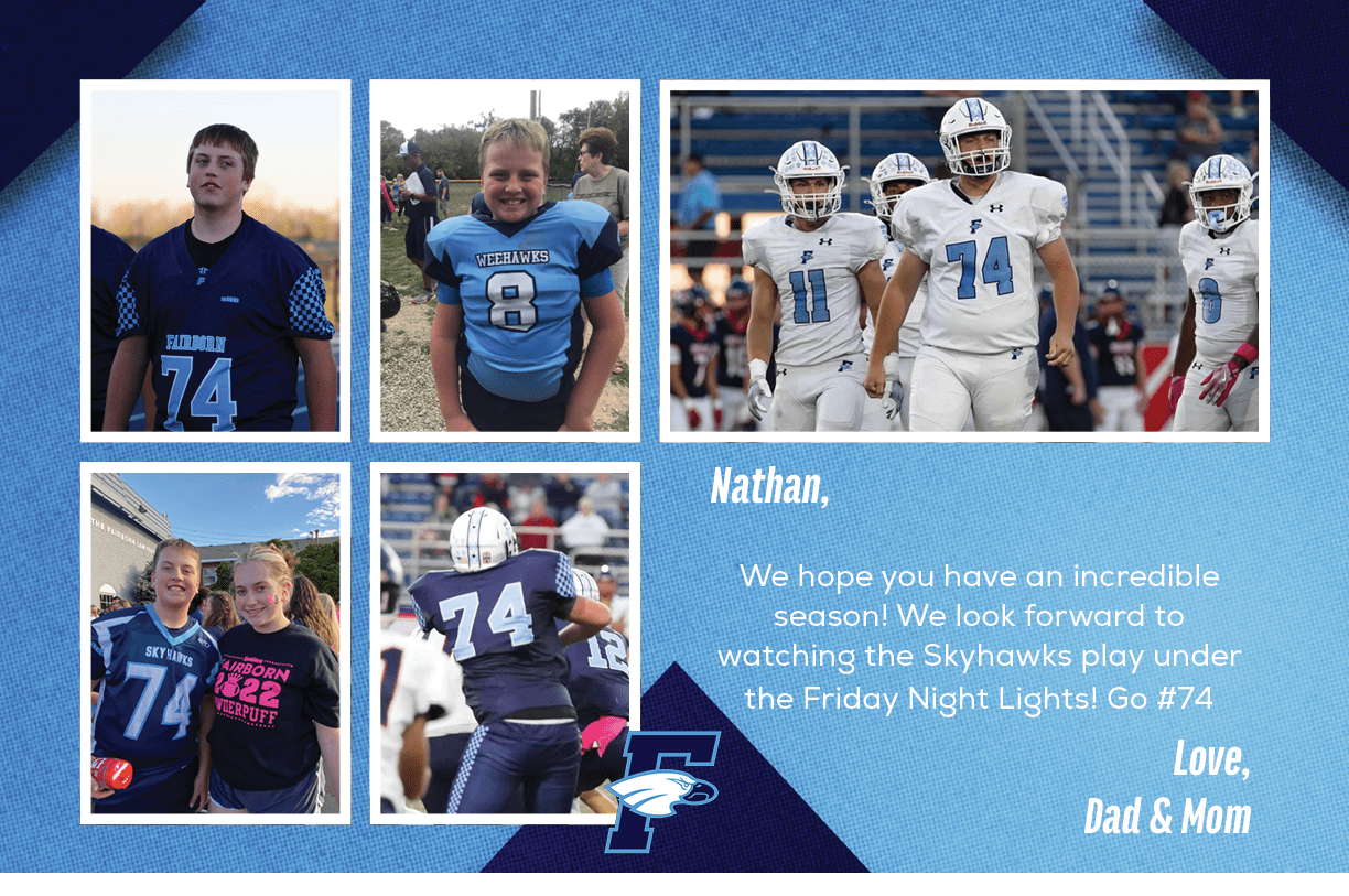 Nathan, We hope you have an incredible season! We look forward to watching the Skyhawks play under the Friday Night L...