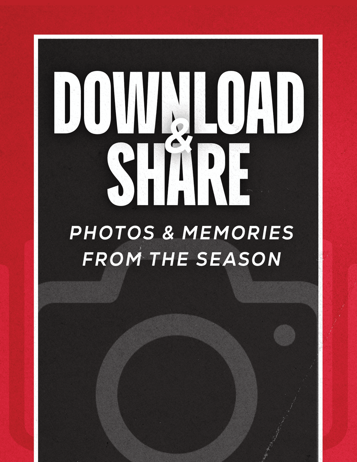 A red and blue poster with a camera on it. Description generated by AI
