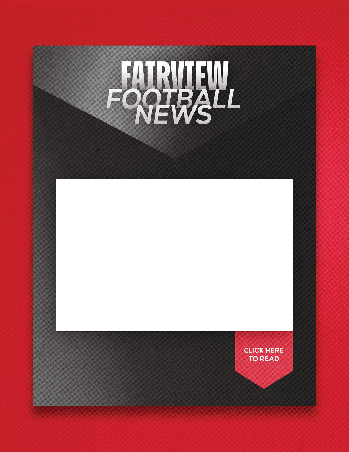 A red and blue sign with a blank space for a headline. Description generated by AI
