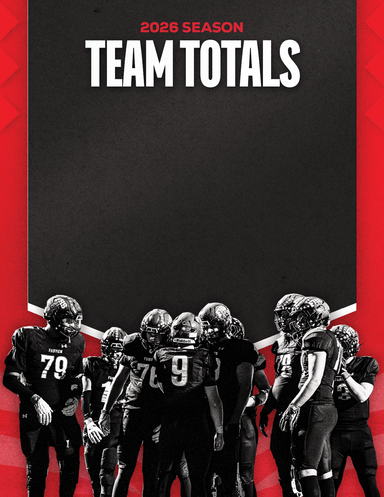 A group of football players standing on a field. Description generated by AI