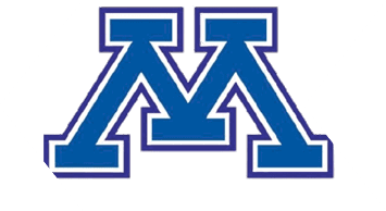 A blue and white bull head. Description generated by AI