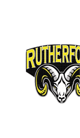 A stylized graphic of a ram's head with large curved horns beneath bold yellow text partially showing the word “RUTHER." Description generated by AI