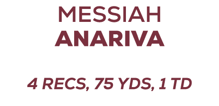 Messiah Anariva 4 RECs, 75 YDS, 1 TD