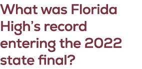 What was Florida High’s record entering the 2022 state final?