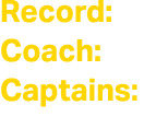 Record: Coach: Captains: