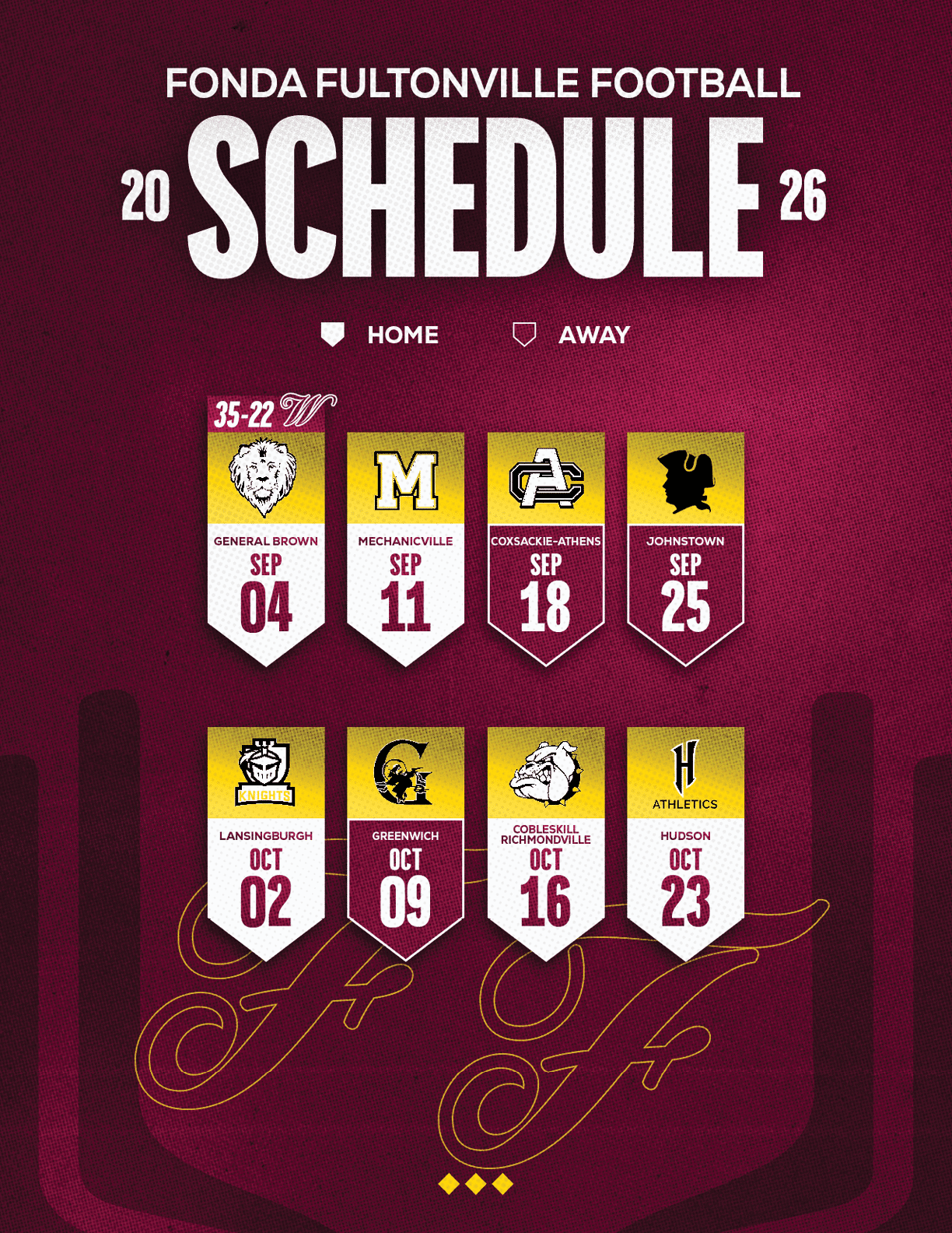 A football schedule for the 2014 season. Description generated by AI