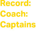 Record: Coach: Captains
